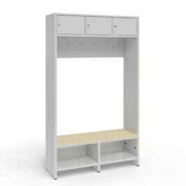 Vestiaire 3 compartiments avec banc intégré largeur 107 cm